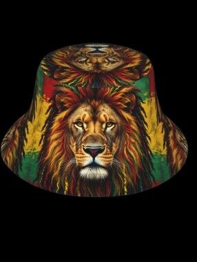 Lion Print Rasta Bucket Hat - Unisex 22"/23"